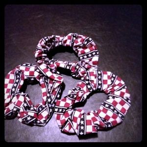 Red, white and blue scrunchies